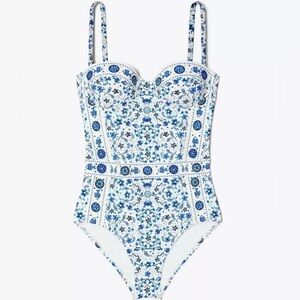 Tory Burch Pale blue Pisces dream One piece swim NWOT. Size S